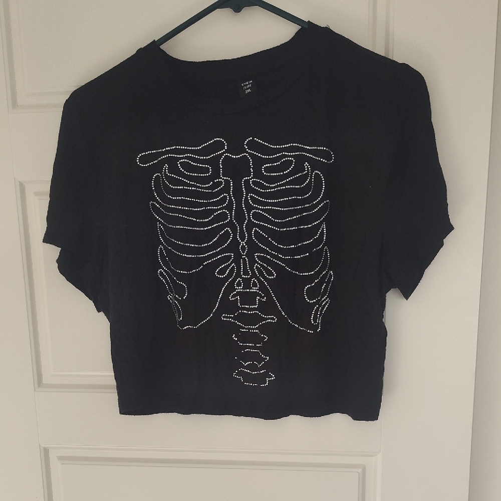 SHEIN Black Skeleton Short Sleeve Tee